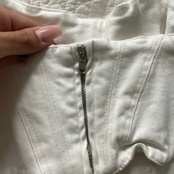 ZARA White Denim Corset Crop Top - XS - Picture 6 of 7